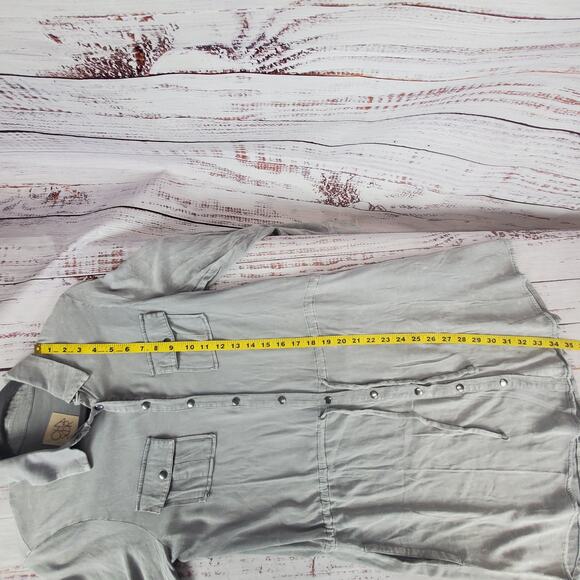 Chaser Drawstring Gray Shirt Dress Sz M Elephant Cloud Wash Casual Neutral NWT - Picture 10 of 12